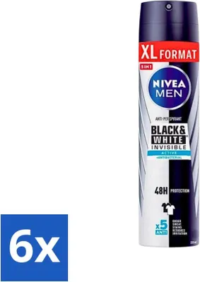 Immagine prodotto di Nivea - Deospray - Uomo - Invisible Black & White Active - 250 ml - Confezione da 6 pz