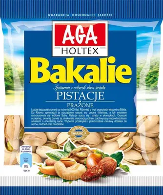 Zdjęcie produktu dla Aga Holtex Pistacje Prażone Solone 60G Bakalie
