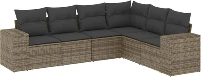 Produktbild von vidaXL 6-tlg. Garten-Sofagarnitur mit Kissen Grau Poly Rattan