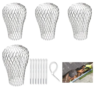 Imagen del producto de Rejillas para hojas resistentes y duraderas - Cepillo para canalones - Rejilla para tubos de desagüe - Separador de hojas - Desagüe de canalón - Diámetro ajustable de 3-15 cm - Protección para canalon