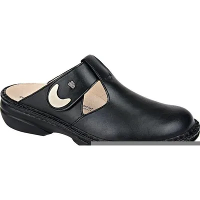 Produktbild von Finn Comfort Belem Damenpantolette, bequem, schwarz, Leder, - Damenschuhe Pantolette / Zehentrenner, Schwarz, leder 