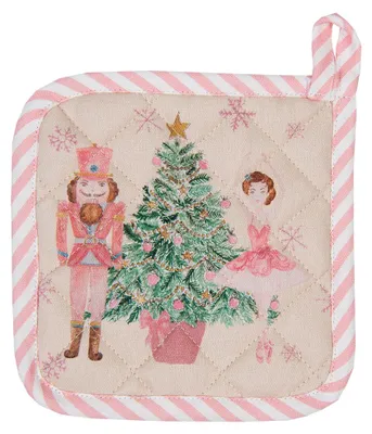 Produktbild von Clayre & Eef Topflappen Kind 16x16 cm Beige Rosa Baumwolle Nussknacker