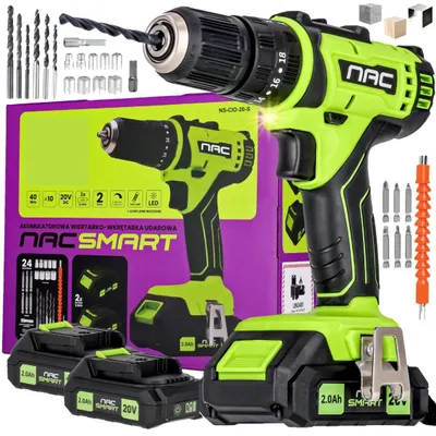 Produktbild von NAC SMART Akku-Schlagbohrschrauber NS-CID-20-S 20V| Leistungsstark und Vielseitig | Set mit 2x Akku 2Ah Ladegerät und Zubehör