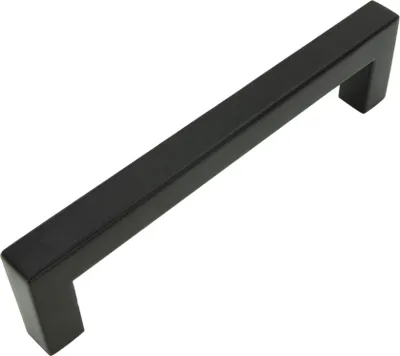 Image de Poignée de meuble classique 128 mm en noir - Acier inoxydable de haute qualité, mat, idéal pour les armoires et les tiroirs, design moderne pour des intérieurs stylés.