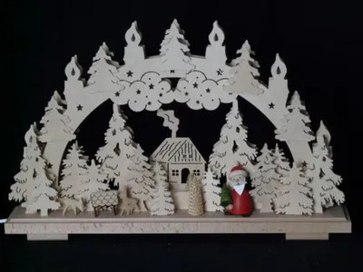 Obrázek produktu pro Svíčkový oblouk s kostelem, lesem a osvětlením ŠxVxH 50x35x7cm NOVINKA