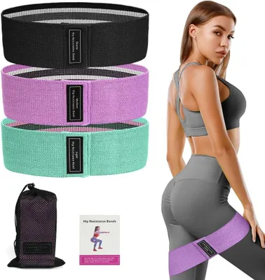 Imagen del producto de Conjunto de bandas de resistencia, de 3 piezas, antideslizantes, para caderas y músculos glúteos