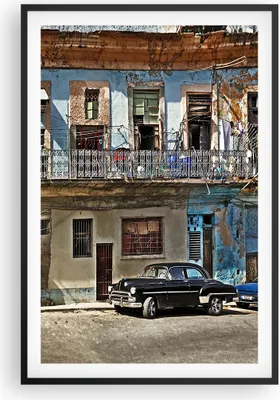 Produktbild von Gerahmtes Poster - Schwarzer Rahmen - Kuba Havanna Balkon - 61x91,5 cm - Wand Bild - Wanddeko - Wandbilder - Kunstposter - Wandposter - Bilderrahmen - Bilder - Kunstdruck - Wandbild - P2BPA61x91-4255