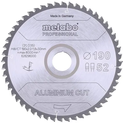 Produktbild von Metabo Sägeblatt aluminium cut - professional, 190x30 Z52 FZ/TZ 5°neg