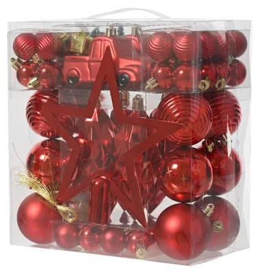 Produktbild von Weihnachtsbaum Dekoration Set rot 67-teilig Polystyrol Mix 6cm