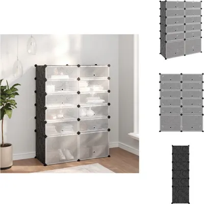 Produktbild von vidaXL Schuhregal Schwarz 94x37x125 cm PP -  Schuhregale & -schränke