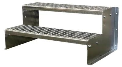 Produktbild von Standtreppe mit 2 Stufen aus Stahl, verzinkt, für Innen- und Außenbereich