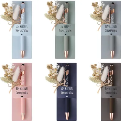 Productafbeelding van Bedankcadeaus voor collega's en teamleden inclusief - Ein kleines dankeschön - Bloemen Pennenhouder6 Sets
