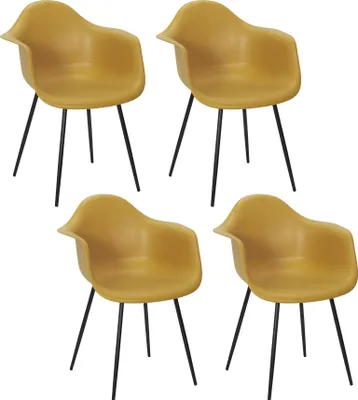 Image de Lot de 4 Chaises - HOME DECO FACTORY - Gustav - Design Épuré - Jaune et Noir