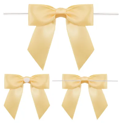 50 Satinschleifen, champagnergold, 8,5 cm, für Geschenke & Basteln