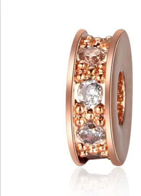 Immagine prodotto di Perline per gioielli 5 pezzi, perline distanziatrici per bracciali, scintillanti, 3x7,5 mm, oro rosa con pietra bianca