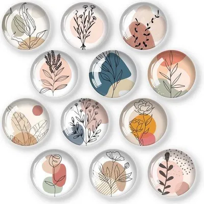 Produktbild von Kunststoff-Decorationsmagneten mit Kristallglas, Set von 12, runde Magneten für Kühlschrank und Whiteboards