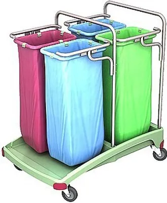 Splast antibakterieller Vierfach-Müllwagen aus Plastik 4x 70l - rot, blau, grün Splast  TSOA-0021