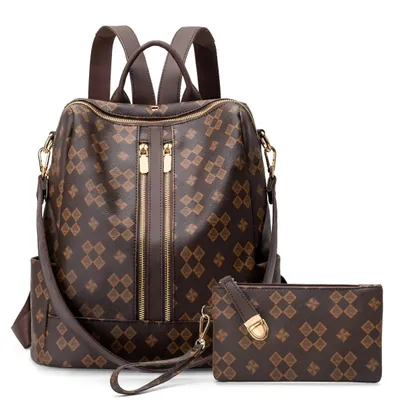 Produktbild von Rucksack Damen Rucksack, Kleine 2 in 1 Rucksackhandtasche (Wasserdichte Leder Schultaschen, Geldbörse Umhängetasche Handtasche Rucksack), Anti-Diebsta