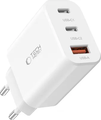 Produktbild von Tech-Protect Nc30W 3-Port-Netzwerk-Ladegerät Pd30W/Qc3.0 Weiss