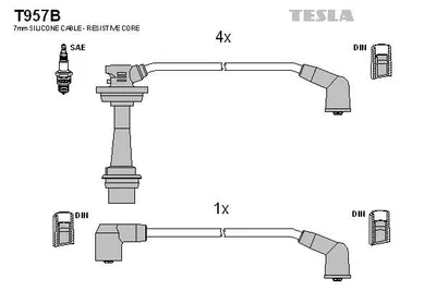 Obrázek produktu pro TESLA T957B Sada kabelů zapalování Sada kabelů zapalování pro SUZUKI SWIFT II Hatchback (EA, MA) SWIFT I (AA)