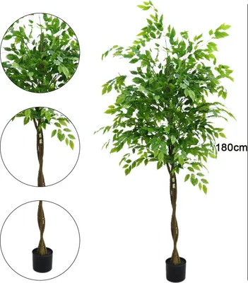 Produktbild von Ficus Kunstbaum - Kunstpflanze Zimmerbaum - 180 cm Höhe - Realistisches Aussehen - Bodenstehend - PVC