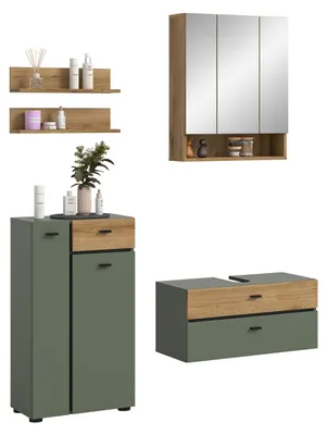 Produktbild von xonox.home Badkombination Aqua Sage Green Nachbildung/ Sage Green Nachbildung B/H/T: 141x191x35 cm