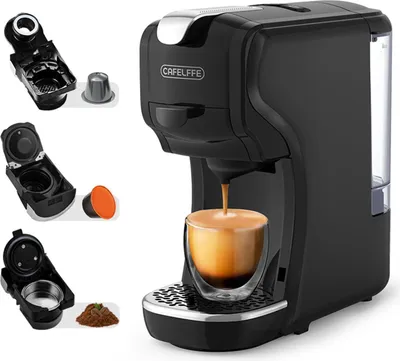 Produktbild von MK-611 3-in-1-Pad-Kaffeemaschine, 92 ¡ãC, 19 Bar, Pad-Kaffeemaschine, automatische Kaffeemaschine, 15 Min. Abschaltautomatik, abnehmbarer 600-ml-Wassertank, Tassenablage, funktioniert mit DG/NES-Kapseln und gemahlenem Kaffee