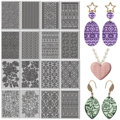 Produktbild von Set mit 16 Gummi-Texturmatten für Polymerton