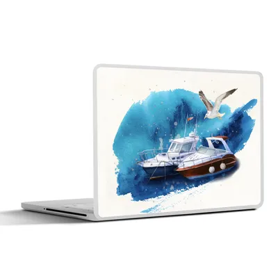 Produktbild von MuchoWow® Laptop Aufkleber Sticker Cover Boot - Vogel - Meer 30x21 cm - Sticker für Laptop - Selbstklebend