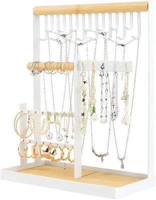 Produktbild von Sicherheitskettehalter, Kettenhalter mit Aufbewahrungsbasis, Kettenopbehalter für Ketten, Armbänder, Ringe, Weiss