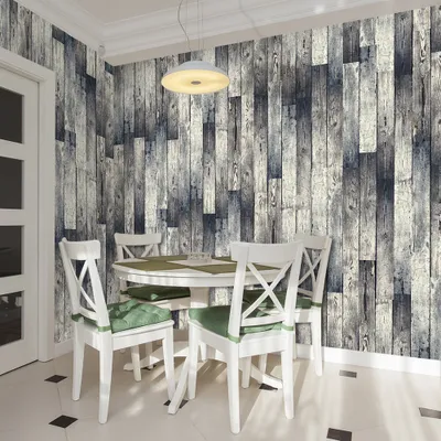 Produktbild von PURO TAPETE - Realistische Holzoptik Tapete ohne Rapport und Versatz 10m Vlies Tapetenrolle Wandtapete modern design Fototapete - Bretter Holz blau grau braun f-A-0172-j-c