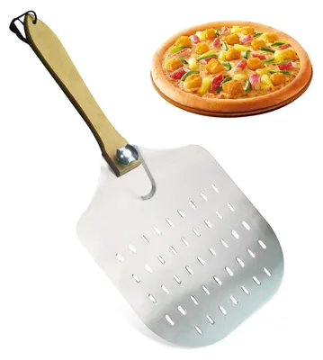 Obrázek produktu pro 30,5cm nerezová lopatka na pizzu s rukojetí z masivního dřeva, na pizzu/dorty/chléb/koláče