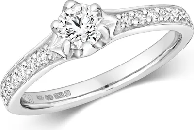 Produktbild von 18 Karat (750) Weißgold Solitär Verlobung Damen - Diamant Ring Brillant-Schliff 0.55 Karat GH - SI2, 54 (17.2); TRS2338RSN