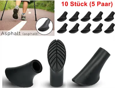 Produktbild von GKA 10 Stück (5 Paar) Nordic Walking Asphaltpads Asphalt Ersatzfüße für Nordic Walking Stöcke Gummipuffer Trekking Gummi
