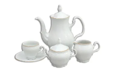 Image de Thun 1794 Bernadotte, service à café, rayures dorées, blanc, Thun