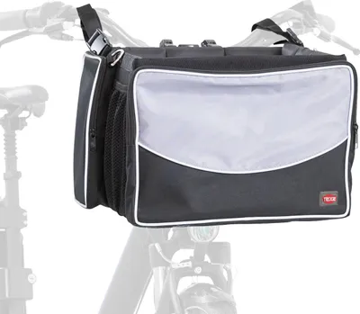 Produktbild von TRIXIE Hundefahrradkorb Front-Box für vorne mit Außentaschen und Schultergurt - schwarz/grau - 41 × 26 × 26 cm