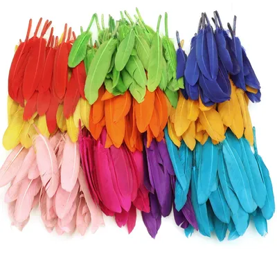 240 bunte Gänsefedern, 10 Farben, 10–15 cm, für Bastelarbeiten und Dekoration