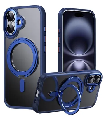 Obrázek produktu pro Pro Apple iPhone 17 Frosted 360 stupňový prsten MagSafe TPU + PC ochranný obal modrý