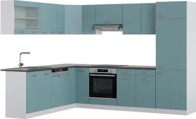 Produktbild von Eckküche Vicco R-Line Blau-Grau/Weiß 287 x 60 cm , AP Anthrazit, Model 42199