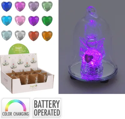 Immagine prodotto di decorazione CAMPANA LED con cherubino 6x8cm in vetro misto