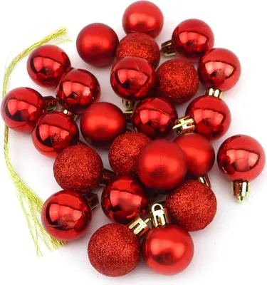 Produktbild von 24 kleine mini Weihnachtskugeln Kugeln Weihnachten Baumschmuck Rot (Rot)