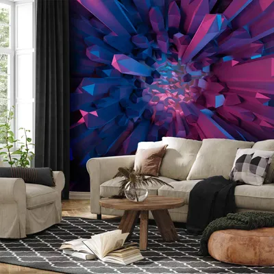 Produktbild von Vlies Fototapete - Crystal - geometric fantasy with 3D elements in purple tones 250x175 cm 3D n-A-1161-a-a