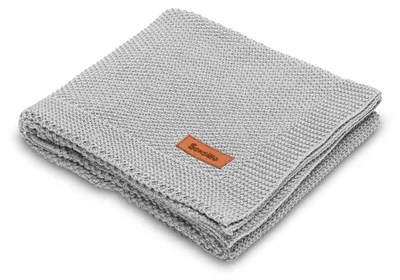 Sensillo gestrickte Baumwolldecke 100 × 80 cm, grau, für Babys und Kinder