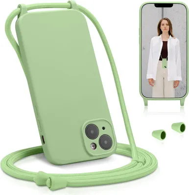 Immagine prodotto di Custodia per iPhone 12 con cinturino Custodia per telefono cellulare con protezione della fotocamera a catena, verde