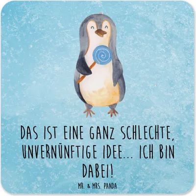 Produktbild von Mr. & Mrs. Panda Tassenuntersetzer Pinguin Lolli 15er Set - Eisblau - Geschenk, Untersetzer für Gläser, Coaster, Spruch, Süßigkeiten, Unvernünftig, Tischuntersetzer