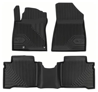 Image de Tapis avant en caoutchouc avec tapis de tunnel pour Kia Niro II depuis 2022 (crossover) – 3 pièces, noirs, sur mesure
