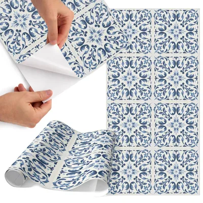 Produktbild von Möbelfolie 65x130 cm - Klebefolie Möbel - Selbstklebende Folie - Folie für Möbel - Möbelfolie Küche - Klebefolie Küche - Möbelfolie Schrank - Wasserdicht - Abwaschbar - Selbstklebend - Luftblasenfrei - Rückstandslos entfernbar - Gefliestes Muster