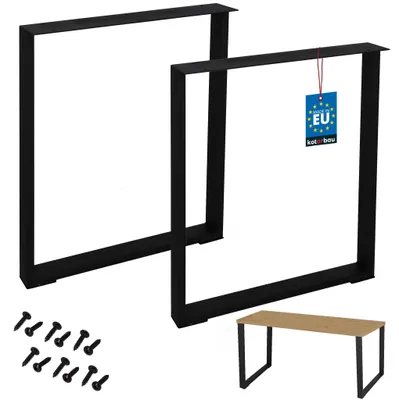 Produktbild von KOTARBAU® 2er Set Tischbeine Metall Schwarz 60x72cm Schreibtischbeine aus pulverbeschichtetem Stahl Tischgestell Tischfüße Tischuntergestell