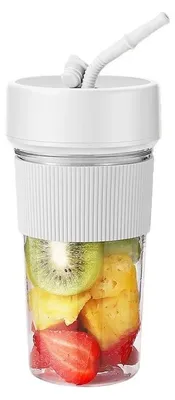 Zdjęcie produktu dla Przenośny blender bezprzewodowy – kubek do smoothie – z możliwością ładowania – automatyczne czyszczenie – bezpieczna konstrukcja – akumulator w zestawie – biały