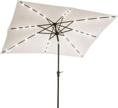 Image de Outsunny Parasol de jardin Parasol droit 3 x 2 m lumineux rectangulaire inclinable avec LED solaire acier polyester haute densitšŠ crššme
